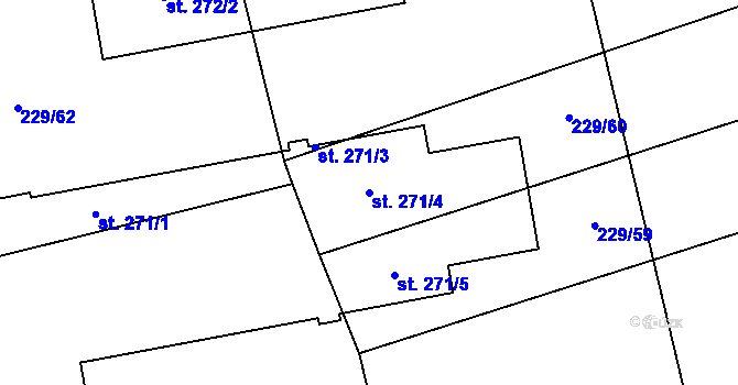 Parcela st. 271/4 v KÚ Jezernice, Katastrální mapa