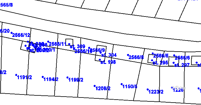 Parcela st. 304 v KÚ Jezernice, Katastrální mapa