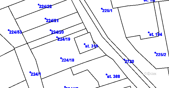 Parcela st. 319 v KÚ Jezernice, Katastrální mapa