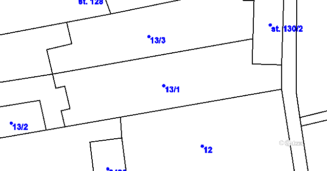 Parcela st. 13/1 v KÚ Jezernice, Katastrální mapa