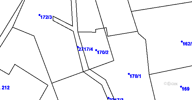 Parcela st. 170/2 v KÚ Jezernice, Katastrální mapa