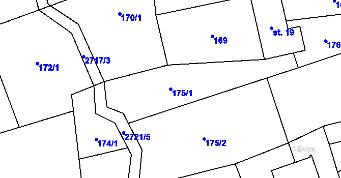 Parcela st. 175/1 v KÚ Jezernice, Katastrální mapa