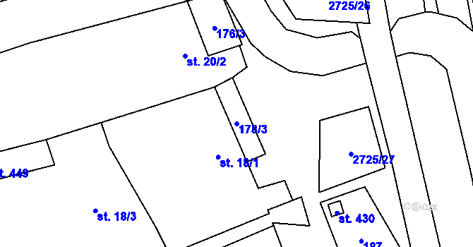 Parcela st. 178/3 v KÚ Jezernice, Katastrální mapa