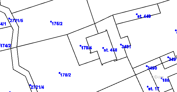Parcela st. 178/4 v KÚ Jezernice, Katastrální mapa