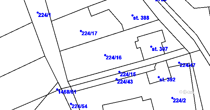 Parcela st. 224/16 v KÚ Jezernice, Katastrální mapa