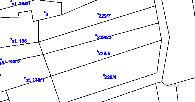 Parcela st. 229/6 v KÚ Jezernice, Katastrální mapa