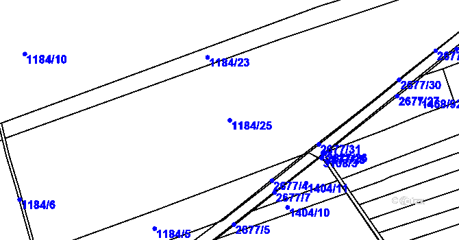 Parcela st. 1184/25 v KÚ Jezernice, Katastrální mapa