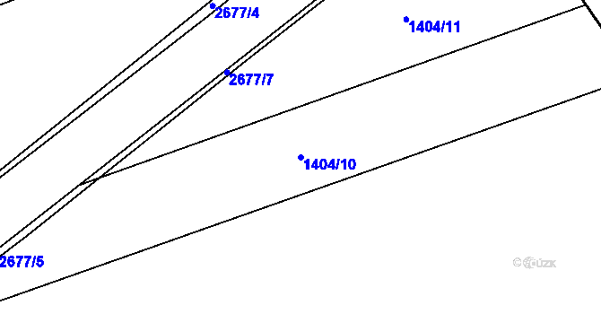 Parcela st. 1404/10 v KÚ Jezernice, Katastrální mapa