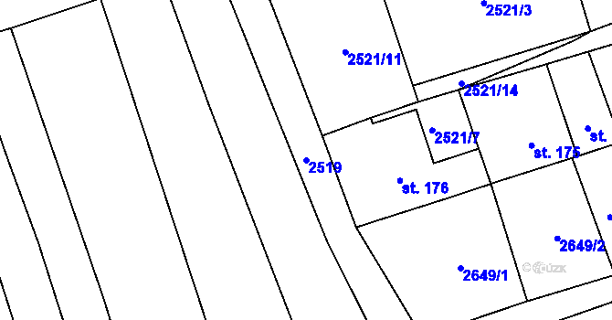 Parcela st. 2519 v KÚ Jezernice, Katastrální mapa