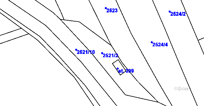 Parcela st. 2521/2 v KÚ Jezernice, Katastrální mapa