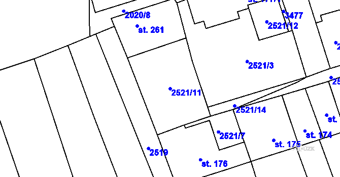 Parcela st. 2521/11 v KÚ Jezernice, Katastrální mapa