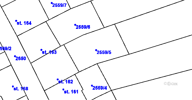 Parcela st. 2559/5 v KÚ Jezernice, Katastrální mapa
