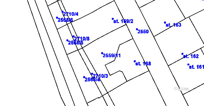 Parcela st. 2559/11 v KÚ Jezernice, Katastrální mapa