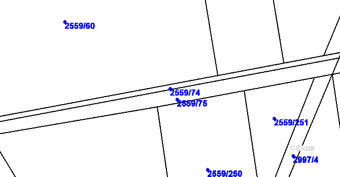Parcela st. 2559/74 v KÚ Jezernice, Katastrální mapa
