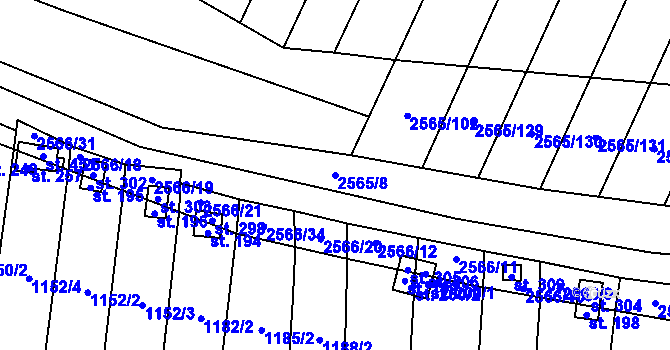 Parcela st. 2565/8 v KÚ Jezernice, Katastrální mapa