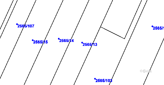 Parcela st. 2565/13 v KÚ Jezernice, Katastrální mapa