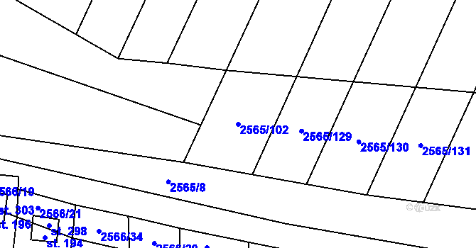 Parcela st. 2565/102 v KÚ Jezernice, Katastrální mapa