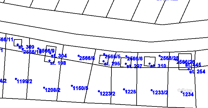 Parcela st. 2566/5 v KÚ Jezernice, Katastrální mapa