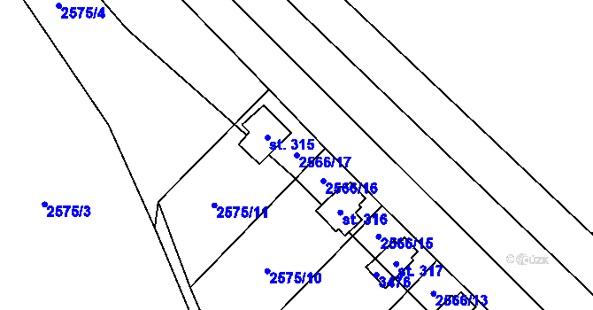 Parcela st. 2566/17 v KÚ Jezernice, Katastrální mapa