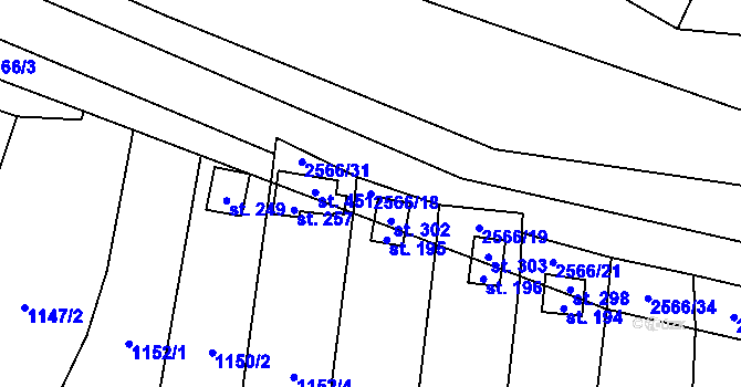Parcela st. 2566/18 v KÚ Jezernice, Katastrální mapa