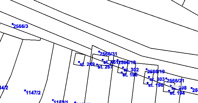 Parcela st. 2566/31 v KÚ Jezernice, Katastrální mapa