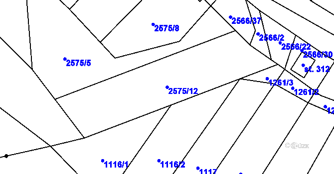 Parcela st. 2575/12 v KÚ Jezernice, Katastrální mapa