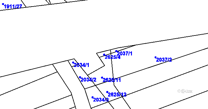 Parcela st. 2625/4 v KÚ Jezernice, Katastrální mapa