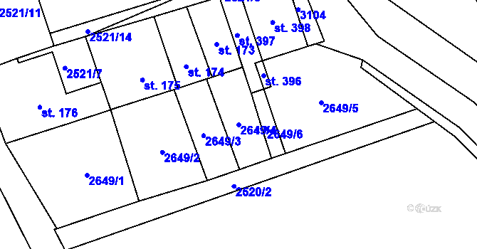 Parcela st. 2649/4 v KÚ Jezernice, Katastrální mapa