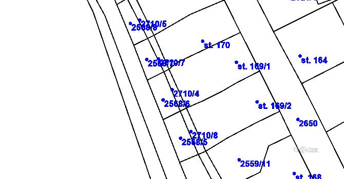 Parcela st. 2710/4 v KÚ Jezernice, Katastrální mapa