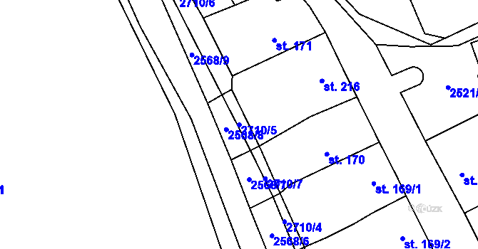 Parcela st. 2710/5 v KÚ Jezernice, Katastrální mapa