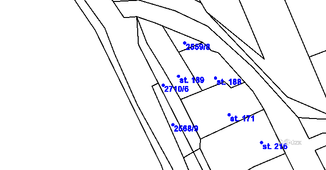 Parcela st. 2710/6 v KÚ Jezernice, Katastrální mapa