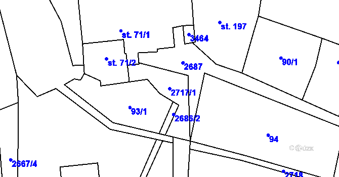 Parcela st. 2717/1 v KÚ Jezernice, Katastrální mapa