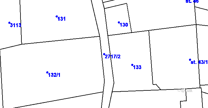 Parcela st. 2717/2 v KÚ Jezernice, Katastrální mapa