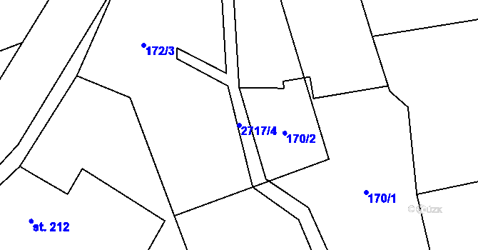 Parcela st. 2717/4 v KÚ Jezernice, Katastrální mapa
