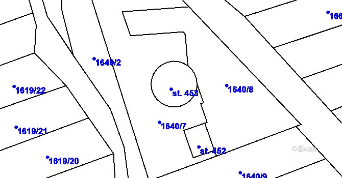 Parcela st. 453 v KÚ Jezernice, Katastrální mapa