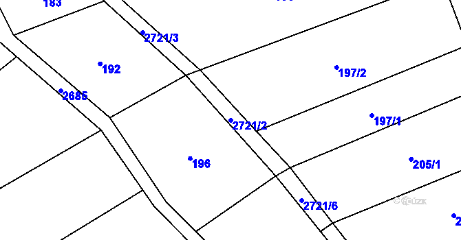 Parcela st. 2721/2 v KÚ Jezernice, Katastrální mapa