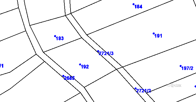 Parcela st. 2721/3 v KÚ Jezernice, Katastrální mapa