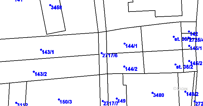 Parcela st. 2717/6 v KÚ Jezernice, Katastrální mapa