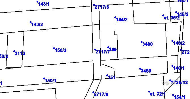 Parcela st. 2717/7 v KÚ Jezernice, Katastrální mapa