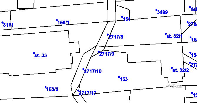 Parcela st. 2717/9 v KÚ Jezernice, Katastrální mapa