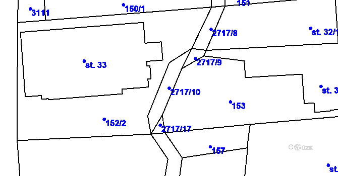 Parcela st. 2717/10 v KÚ Jezernice, Katastrální mapa