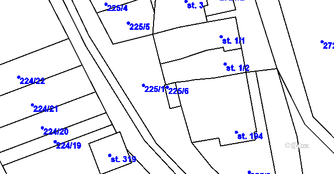 Parcela st. 225/6 v KÚ Jezernice, Katastrální mapa