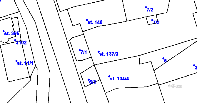 Parcela st. 137/3 v KÚ Jezernice, Katastrální mapa