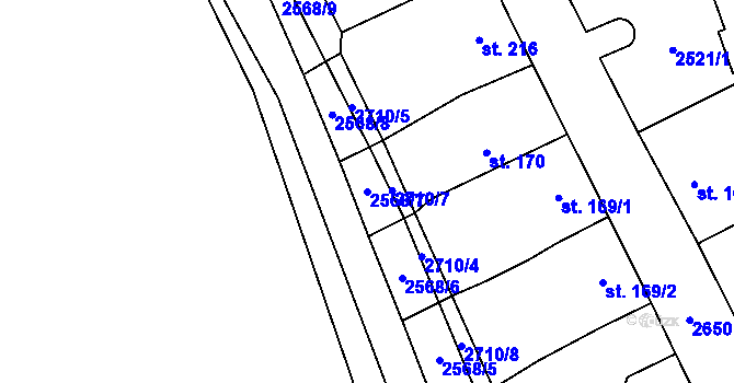 Parcela st. 2568/7 v KÚ Jezernice, Katastrální mapa