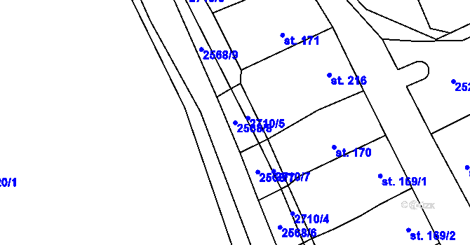 Parcela st. 2568/8 v KÚ Jezernice, Katastrální mapa