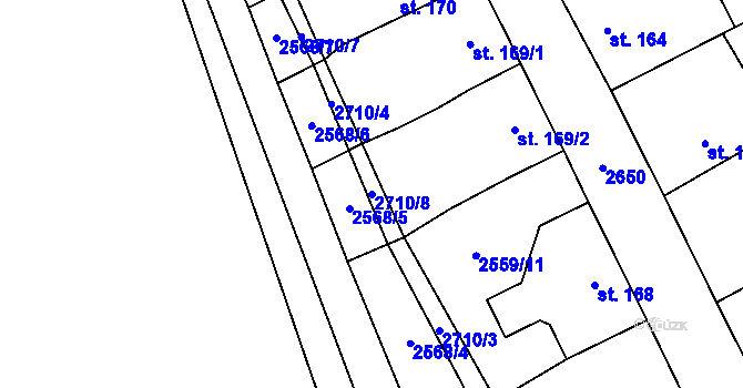 Parcela st. 2710/8 v KÚ Jezernice, Katastrální mapa