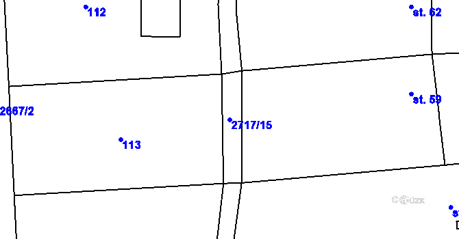 Parcela st. 2717/15 v KÚ Jezernice, Katastrální mapa