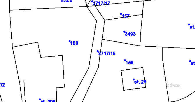 Parcela st. 2717/16 v KÚ Jezernice, Katastrální mapa