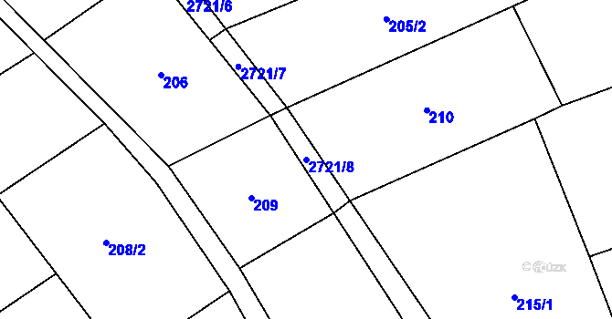 Parcela st. 2721/8 v KÚ Jezernice, Katastrální mapa