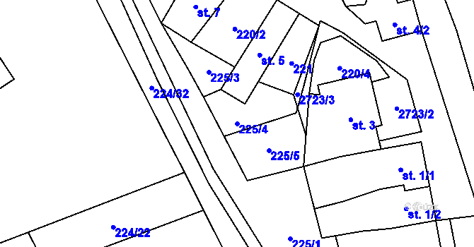 Parcela st. 225/4 v KÚ Jezernice, Katastrální mapa